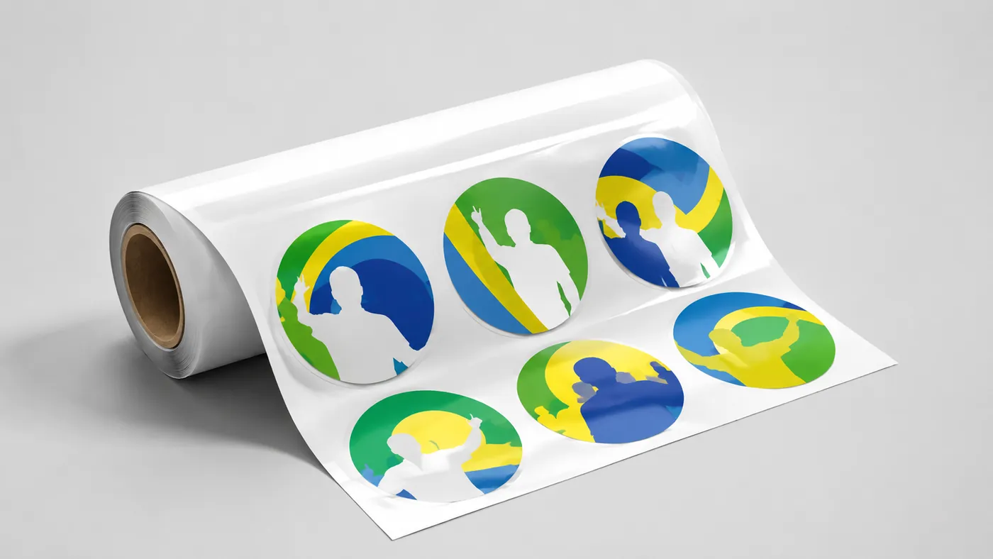 Rolo de adesivos redondos impressos para distribuição em campanha eleitoral